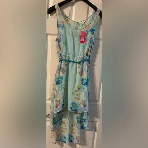 Candie's Floral Dress in Aqua and Coral - Picture 1 of 3